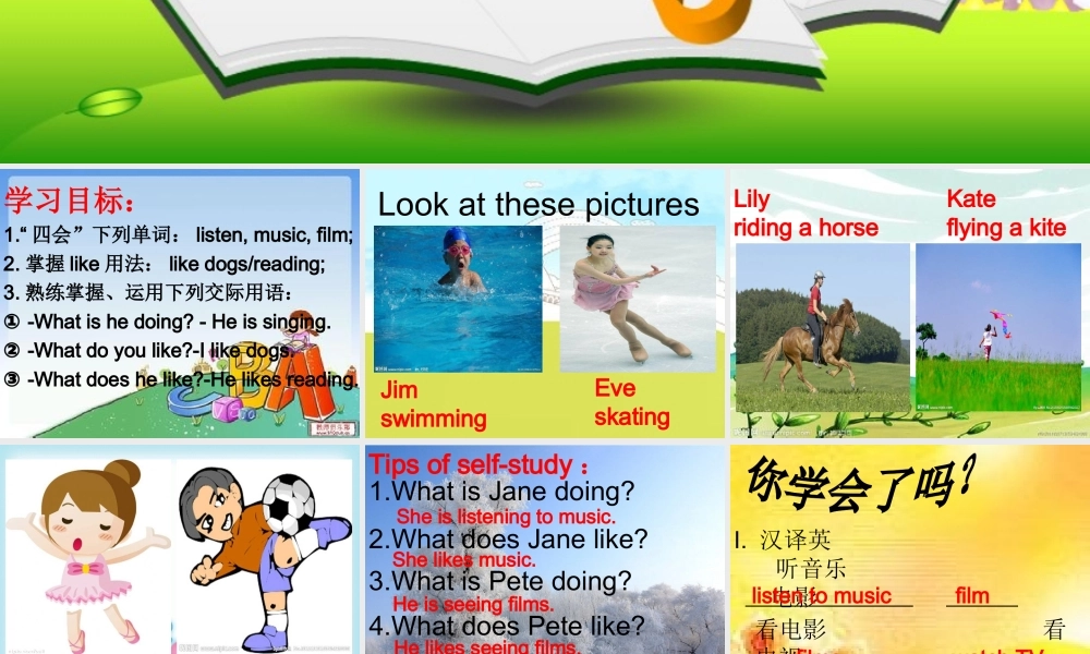 五年级英语上册 Lesson 5 What does he like课件4 科普版-人教版小学五年级上册英语课件