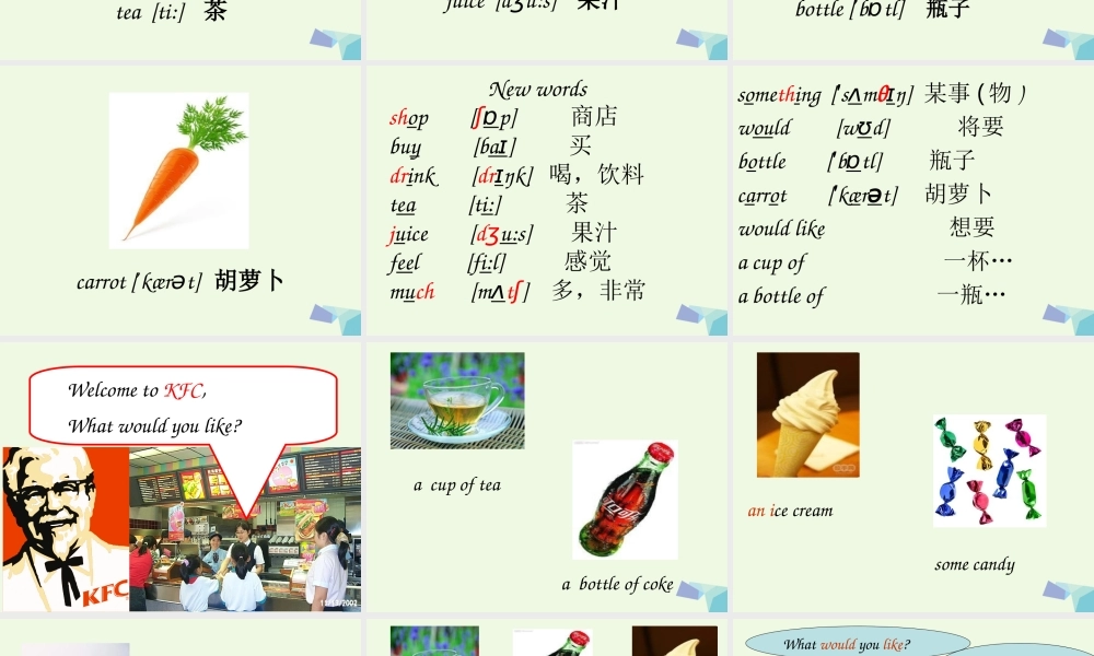 五年级英语上册 Lesson 7 What would you like课件1 科普版-人教版小学五年级上册英语课件