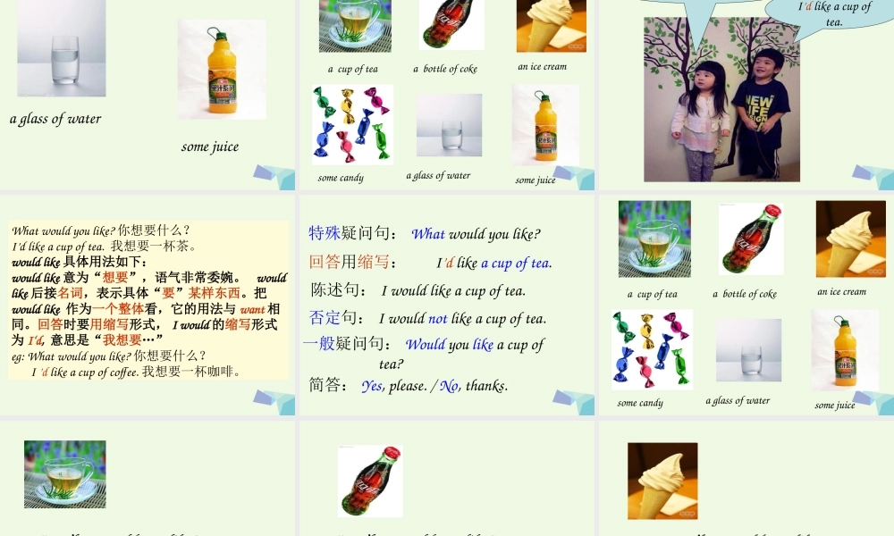 五年级英语上册 Lesson 7 What would you like课件1 科普版-人教版小学五年级上册英语课件