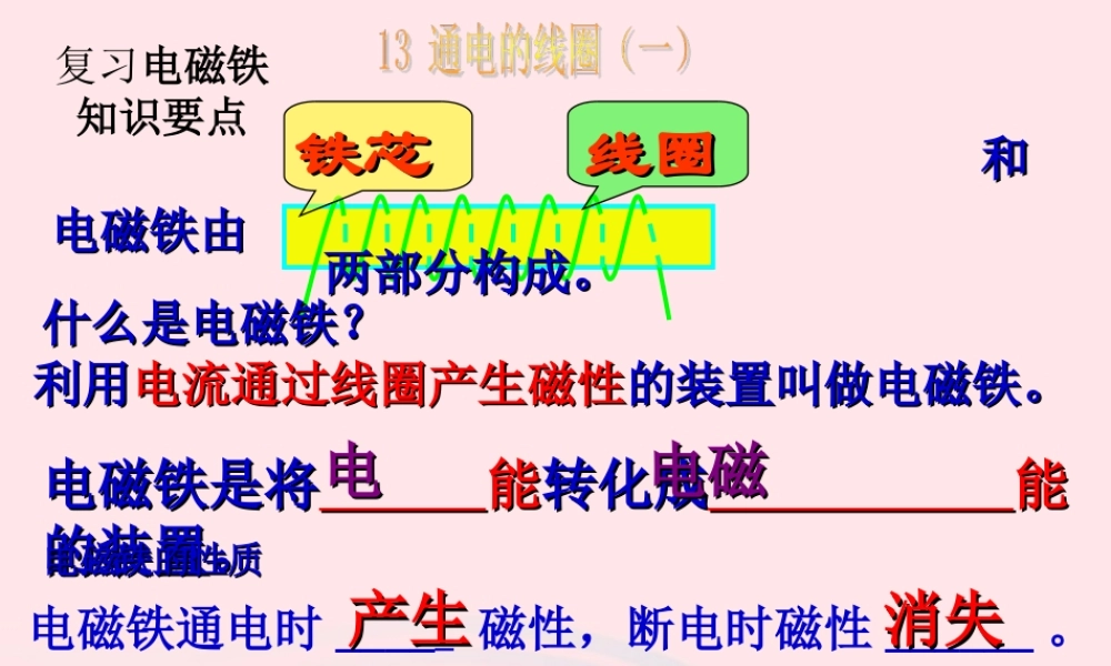 五年级科学下册 第三单元 无处不在的能量 第14课《通电的线圈（二）》课件4 青岛版五四制-青岛版小学五年级下册自然科学课件
