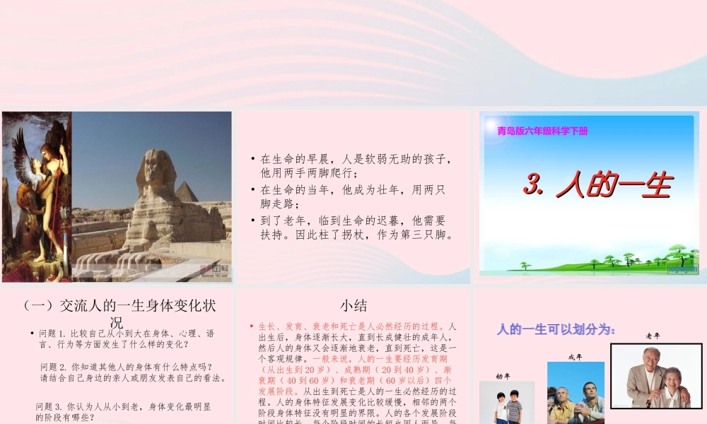 五年级科学下册 第一单元 人的一生 第3课《人的一生》课件2 青岛版五四制-青岛版小学五年级下册自然科学课件