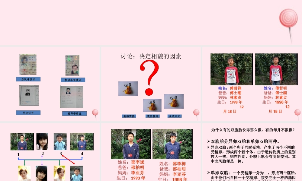 五年级科学下册 第一单元 人的一生 第4课《我像谁》课件1 青岛版五四制-青岛版小学五年级下册自然科学课件