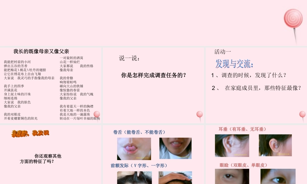 五年级科学下册 第一单元 人的一生 第4课《我像谁》课件3 青岛版五四制-青岛版小学五年级下册自然科学课件