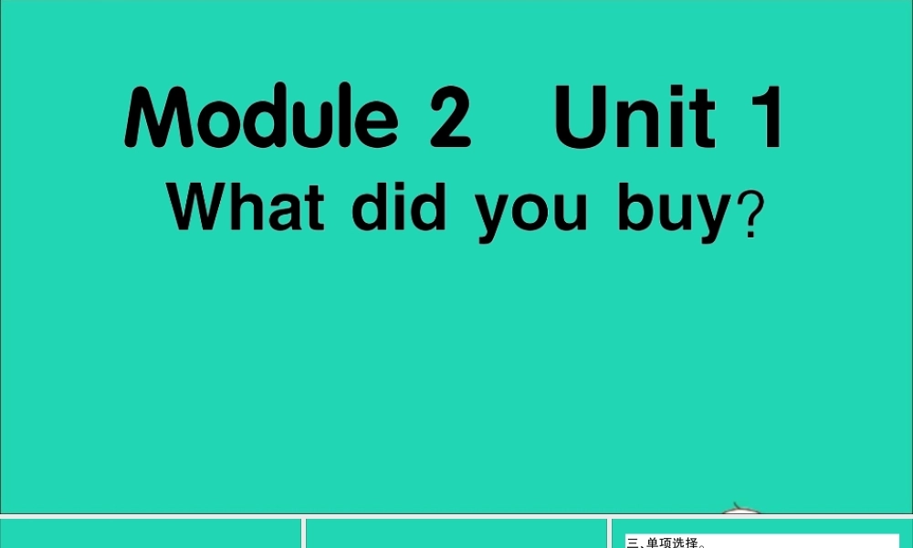 五年级英语上册 Module 2 Unit 1 What did you buy作业课件 外研版（三起）-外研版小学五年级上册英语课件