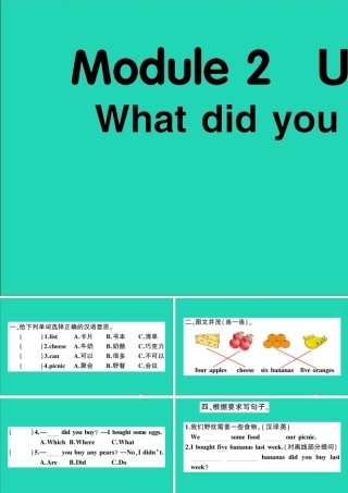 五年级英语上册 Module 2 Unit 1 What did you buy作业课件 外研版（三起）-外研版小学五年级上册英语课件