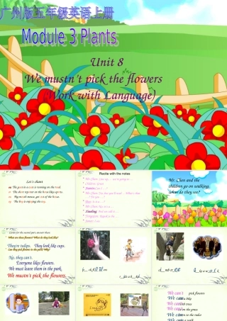 五年级英语上册 Module 3 Unit 8 (Work with language)课件 广州版