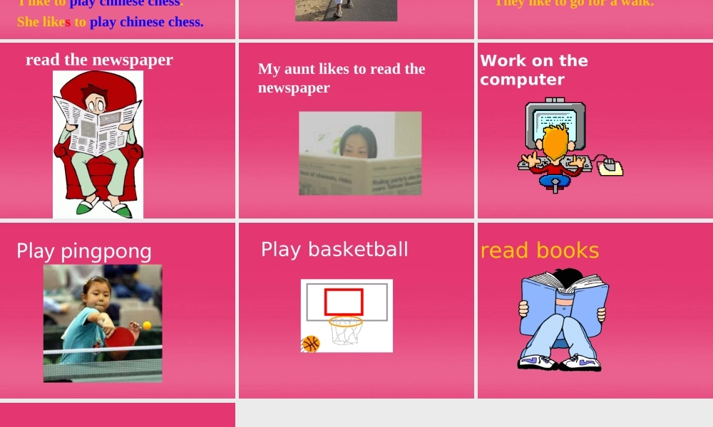 五年级英语上册 Unit 1 Lesson 5What do they like to do课件1 冀教版