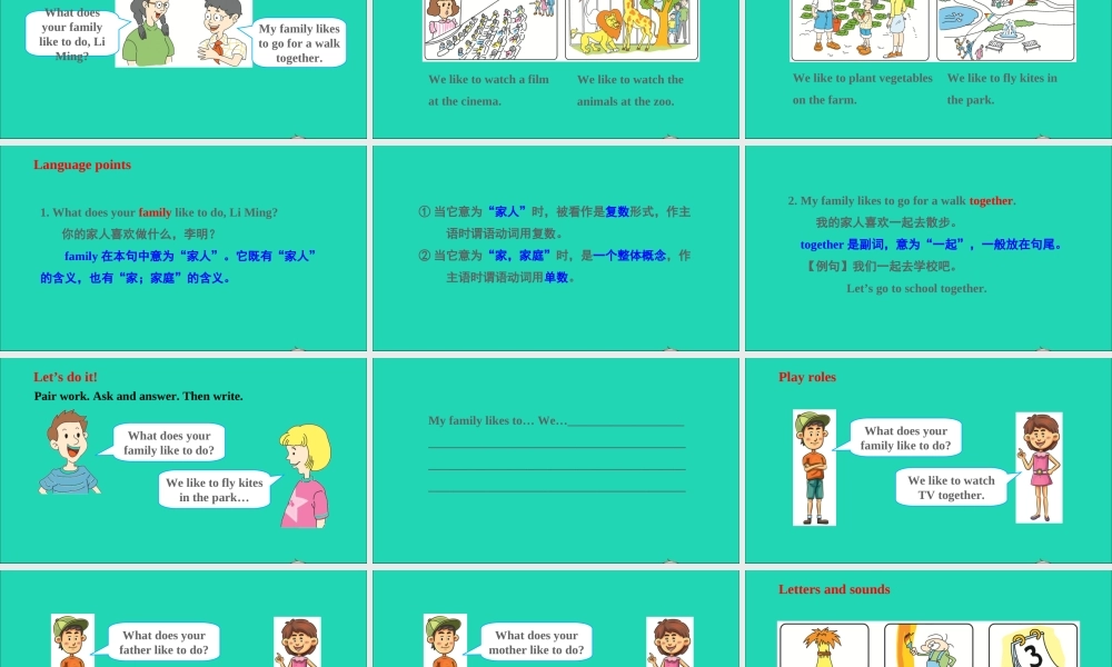 五年级英语上册 unit 1 My family Lesson 5 Having Fun Together课件+素材 冀教版（三起）