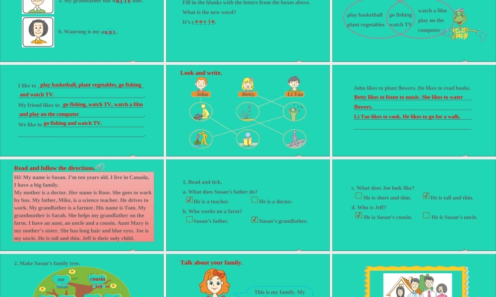 五年级英语上册 unit 1 My family（Again please）课件+素材 冀教版（三起）