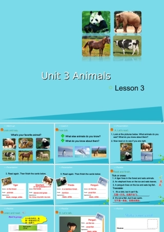 五年级英语上册 Unit 3 Animals（Lesson 3）课件 人教新起点-人教新起点小学五年级上册英语课件