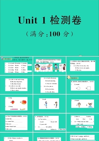 五年级英语上册 Unit 1 What does she look like检测课件+素材 湘少版