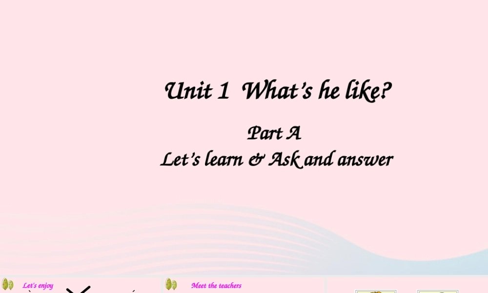 五年级英语上册 Unit 1 What's he like Part A 第1课时备用课件+素材 人教PEP