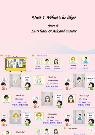 五年级英语上册 Unit 1 What's he like Part A 第1课时备用课件+素材 人教PEP