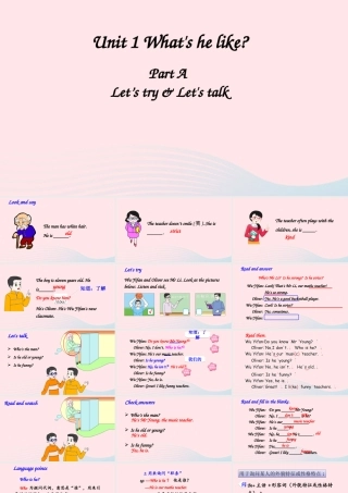 五年级英语上册 Unit 1 What's he like Part A 第2课时备用课件+素材 人教PEP