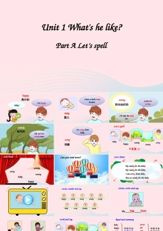 五年级英语上册 Unit 1 What's he like Part A 第3课时备用课件+素材 人教PEP