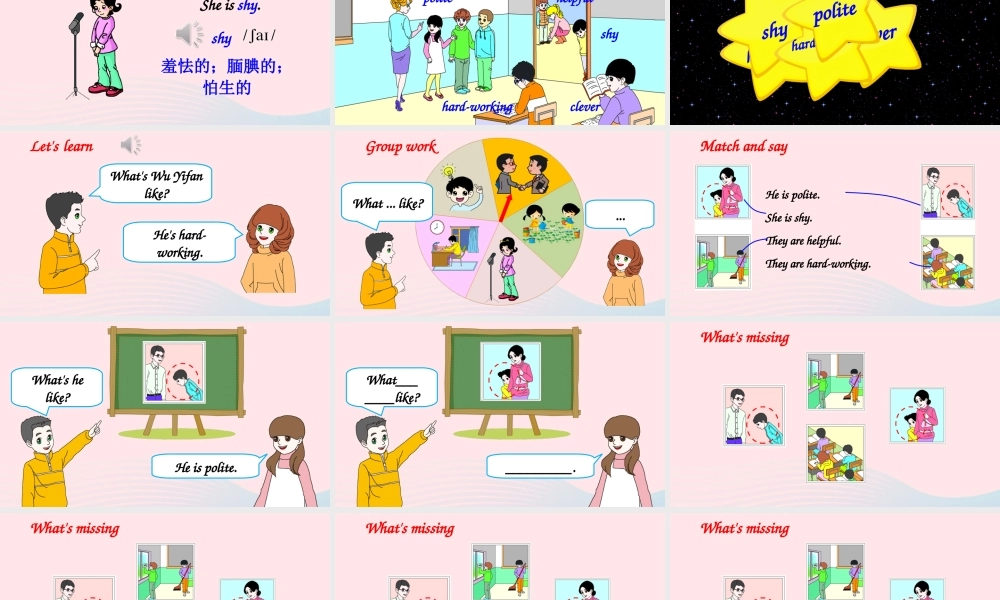 五年级英语上册 Unit 1 What's he like Part B 第1课时备用课件+素材 人教PEP