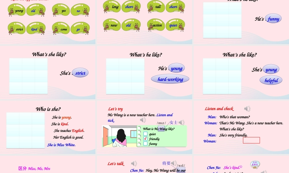 五年级英语上册 Unit 1 What's he like Part B 第2课时备用课件+素材 人教PEP