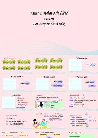 五年级英语上册 Unit 1 What's he like Part B 第2课时备用课件+素材 人教PEP