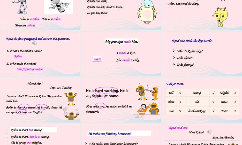 五年级英语上册 Unit 1 What's he like Part B 第6课时上课课件+素材 人教PEP