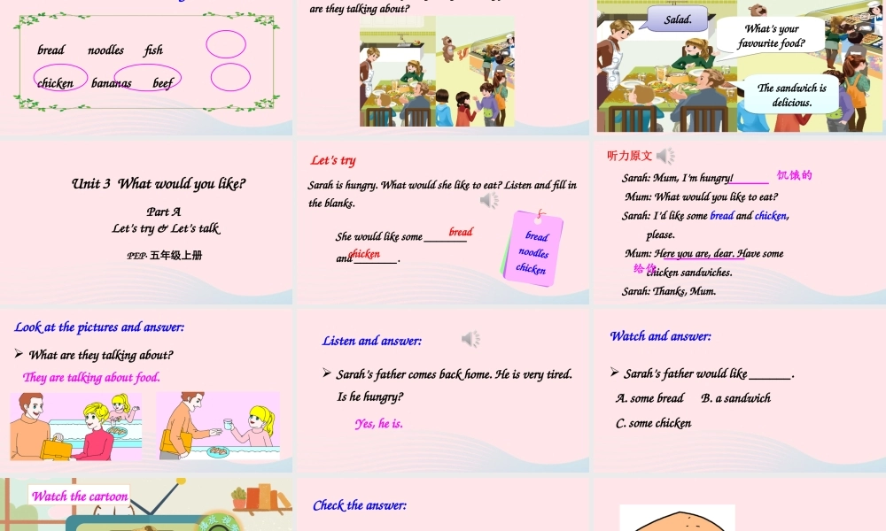 五年级英语上册 Unit 3 What would you like Part A 第1课时上课课件+素材