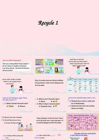 五年级英语上册 Recycle 1备用课件+素材 人教PEP