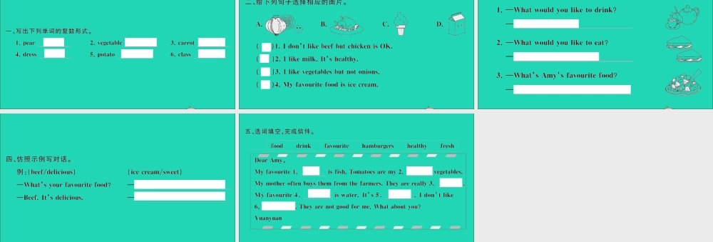 五年级英语上册 Unit 3 What would you like Part B Read and write Let's check Let's wrap it up作业课件 人教PEP-人教PEP小学五年级上册英语课件