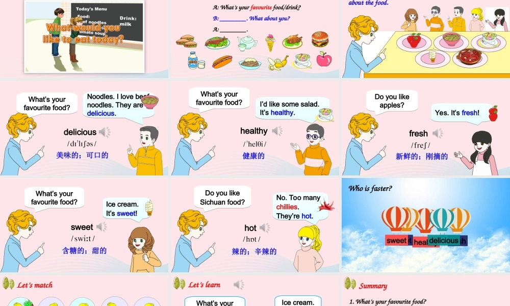 五年级英语上册 Unit 3 What would you like Part B 第1课时备用课件+素材