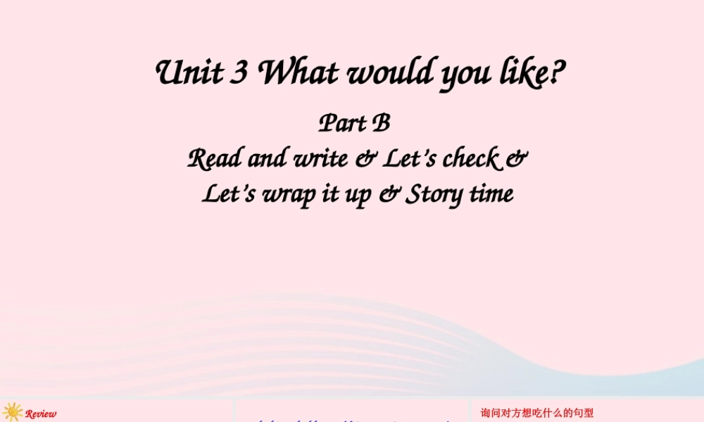 五年级英语上册 Unit 3 What would you like Part B 第3课时备用课件+素材