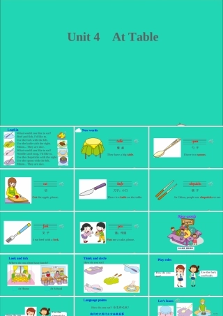 五年级英语上册 Unit 4 At table Part A课件+素材 陕旅版（三起）
