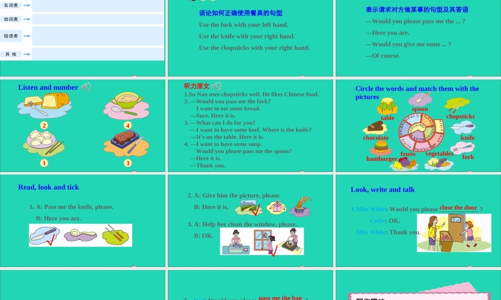 五年级英语上册 Unit 4 At table Part C课件+素材 陕旅版（三起）