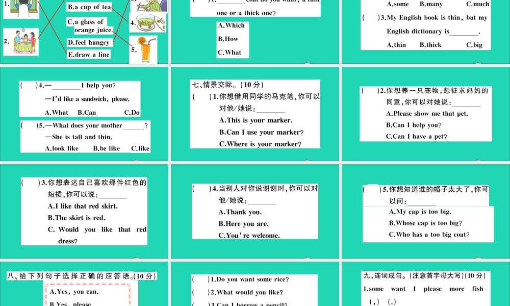 五年级英语上册 期中检测卷 湘少版