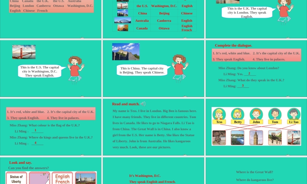 五年级英语上册 unit 2 My Country and English speaking Countries（Again please）课件+素材 冀教版（三起）