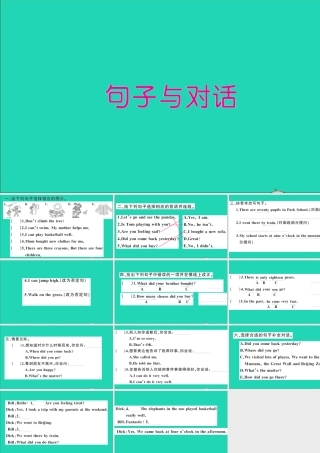 五年级英语上册 专项提升练（句子与对话）作业课件 外研版（三起）-外研版小学五年级上册英语课件