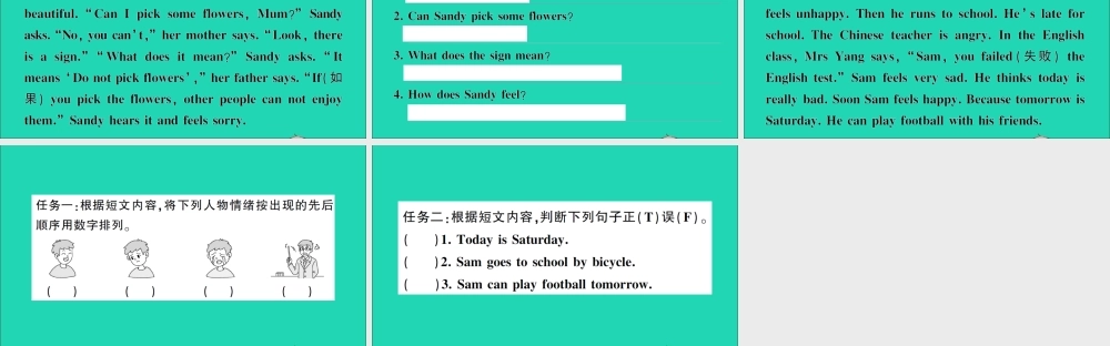 五年级英语上册 专项提升练（阅读）作业课件 湘少版（三起）-湘少版小学五年级上册英语课件