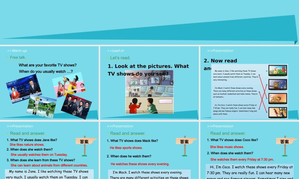 五年级英语上册 Unit 5 TV Shows（Lesson 3）课件 人教新起点-人教新起点小学五年级上册英语课件