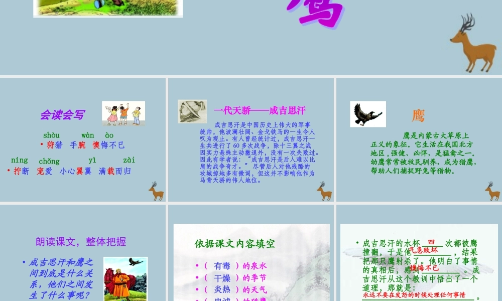 五年级语文上册 第七单元 面对错误 17 成吉思汗和鹰教学课件 北师大版-北师大版小学五年级上册语文课件