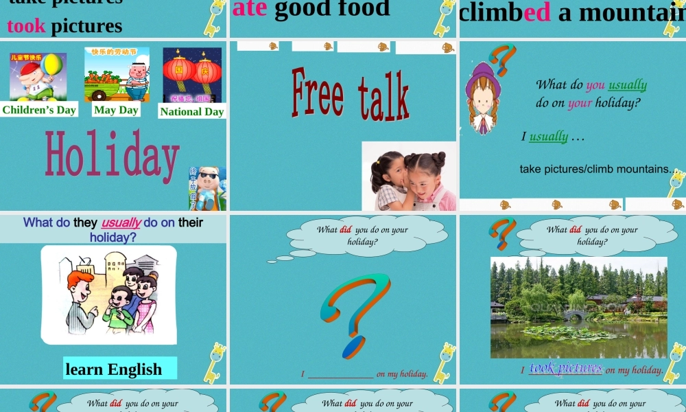 五年级英语下册 unit 6 my holiday课件6 陕旅版-陕旅版小学五年级下册英语课件