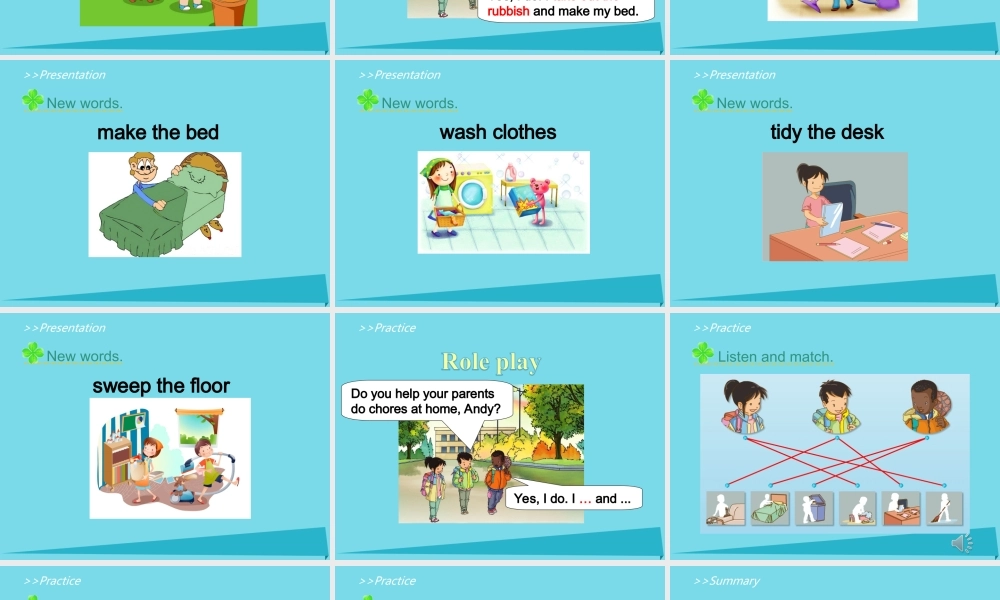 五年级英语上册 Unit 6 Chores（Lesson 1）课件 人教新起点-人教新起点小学五年级上册英语课件