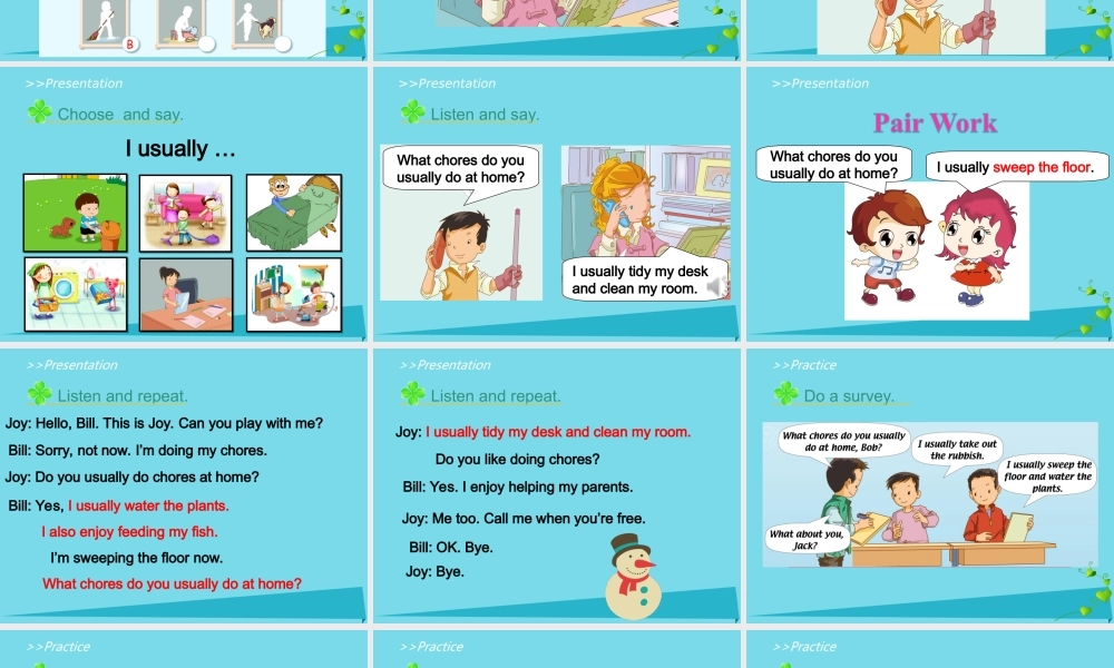 五年级英语上册 Unit 6 Chores（Lesson 2）课件 人教新起点-人教新起点小学五年级上册英语课件