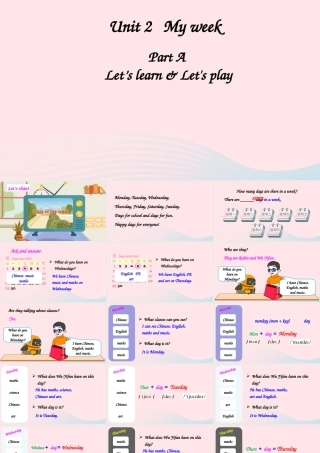 五年级英语上册 Unit 2 My week Part A 第2课时上课课件+素材 人教PEP