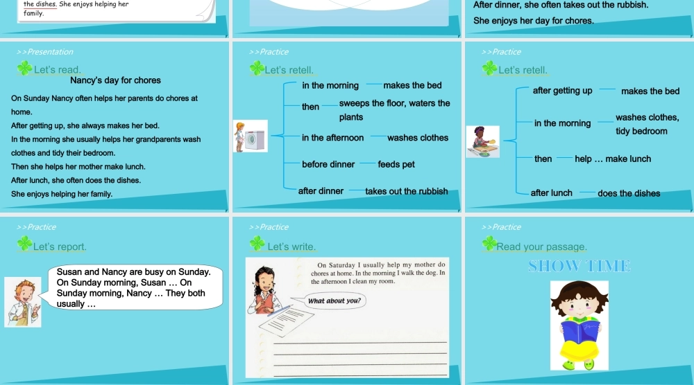 五年级英语上册 Unit 6 Chores（Lesson 3）课件 人教新起点-人教新起点小学五年级上册英语课件