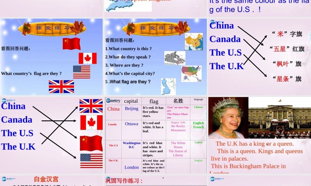 五年级英语上册《Lesson 10 The U.K》课件2 冀教版