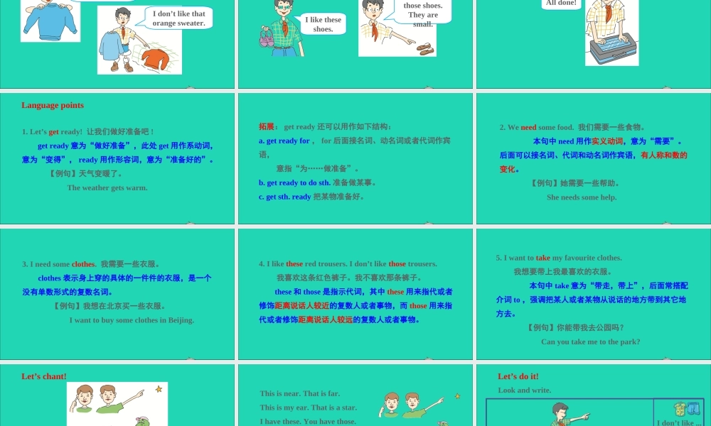 五年级英语上册 Unit 4 Jenny and Danny Come to China Lesson 23 what do we need for the trip课件+素材 冀教版（三起）