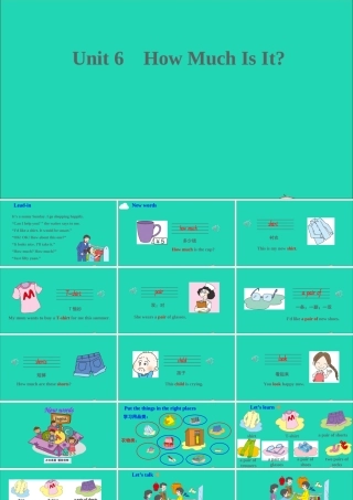 五年级英语上册 Unit 6 How much is it Part A课件+素材 陕旅版（三起）