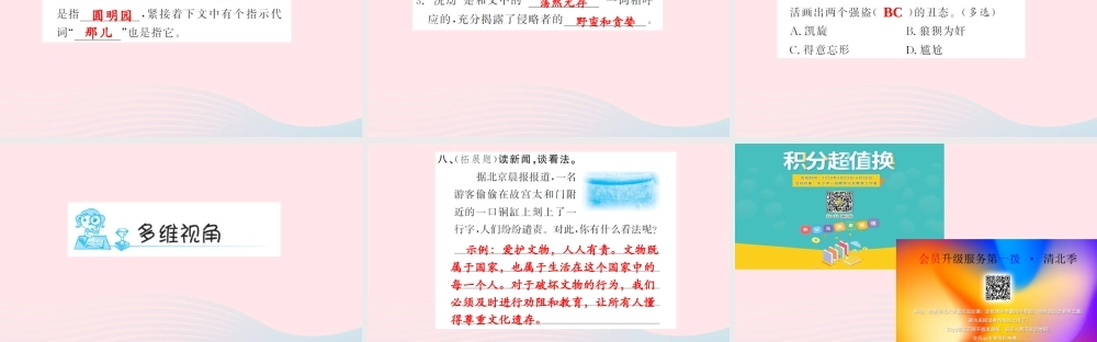 五年级语文上册 第七组 21 圆明园的毁灭（第2课时）习题课件 新人教版-新人教版小学五年级上册语文课件