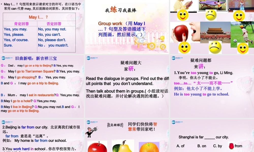 五年级英语上册《Lesson 14 May I Go to Beijing》课件1 冀教版