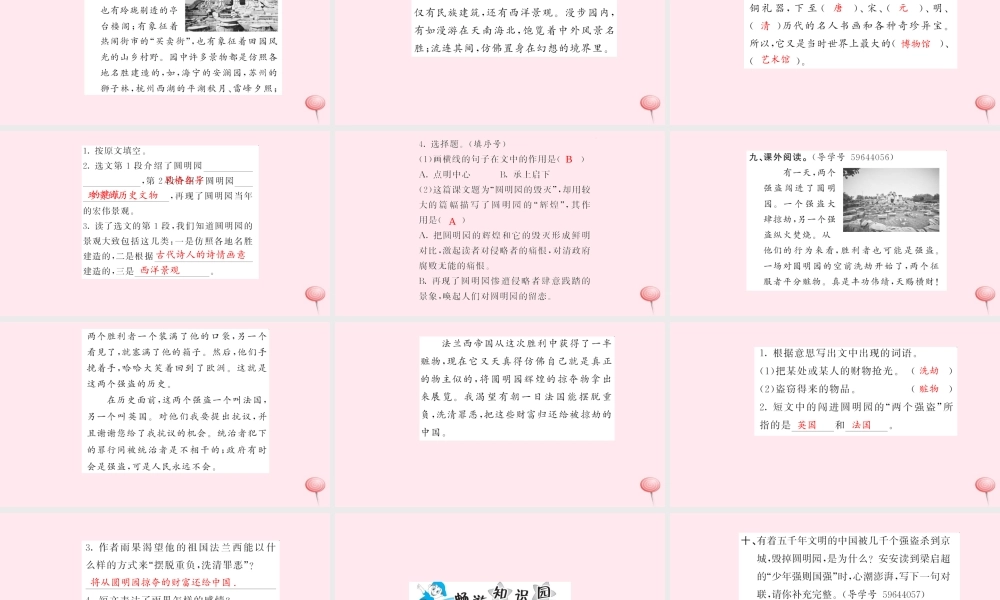 五年级语文上册 第七组 21 圆明园的毁灭习题课件 新人教版-新人教版小学五年级上册语文课件