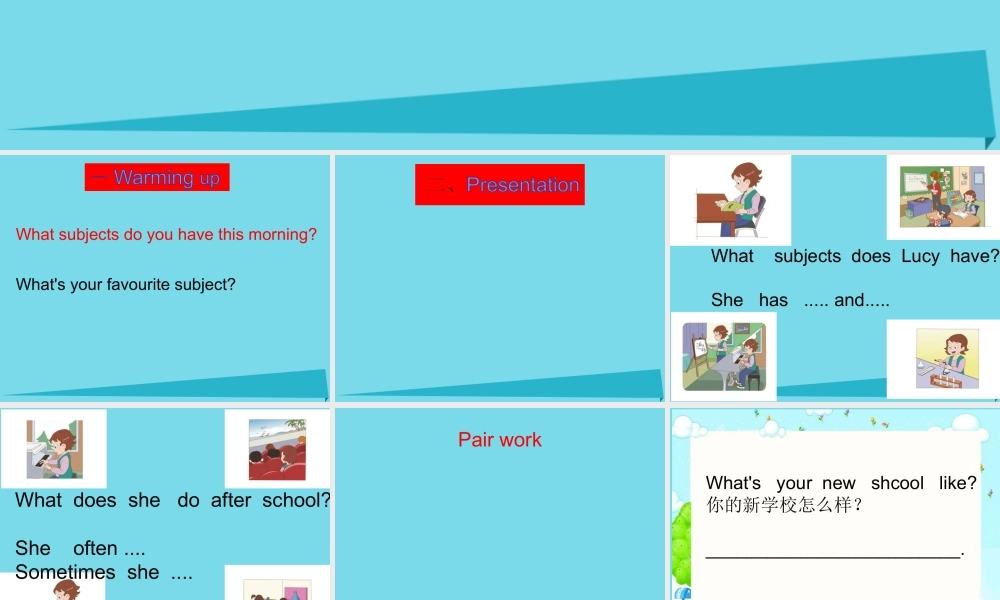 五年级英语上册 Unit 4 Lesson 1 Lucy is in a new school课件2 鲁科版-鲁科版小学五年级上册英语课件