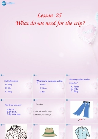 五年级英语上册《Lesson 23 What Do We Need for the Trip》课件1 冀教版