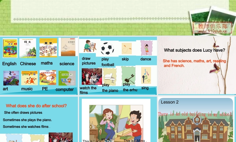 五年级英语上册 Unit 4 Lesson 2 There is an old buliding in my school课件2 鲁科版-鲁科版小学五年级上册英语课件